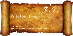 Kriston Irma névjegykártya
